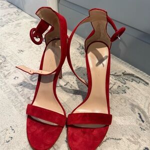 Gianvito Rossi Red Suede Sandal Heels 40.5